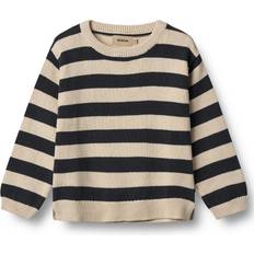 Blåa Stickade tröjor Wheat Strik Pullover - Navy Stripe