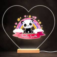 Panda Colourful Heart Personalised Gift Lamp Night Light