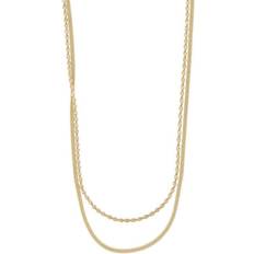 Snö of Sweden Double Necklace Plain Gold