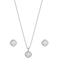 Transparent Smyckesset Jon Richard Cubic Zirconia Clover Set - Silver