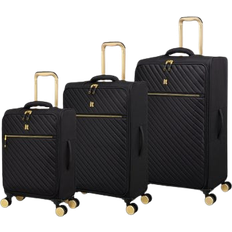 IT Luggage Desirable Soft Suitcase set of 3 - Black