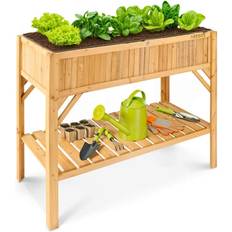 Arebos Wooden Raised Bed with Storage Compartment 119 x 53 x 90 cm