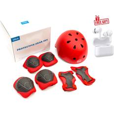 Red Roller Skating Accessories Lbla Heavy Duty ABS Kids Helmet Knee Elbow Wrist Pads