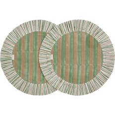 Runde Dækkeservietter Med Flæse Jaipur Stripe - Grøn