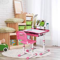 Stol skrivbord Barnrum Northix Barnskrivbord Lutningsbart Studentbord Med Lampa Och Stol Rosa