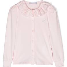 M Blouses & Tunics Children's Clothing Monnalisa Rhinestone Monogram Cotton Blouse - Pink