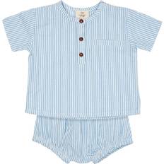 Ekologisk bomull Övriga sets Barnkläder Copenhagen Colors Seersucker Baby Set Bäckebölja Sky Blue Cream Stripe - Blå