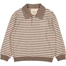 12-18M Polotrøjer Børnetøj MarMar Copenhagen Modal Sweat Polo - Brown Stripe Melange