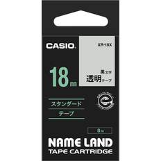 Casio Genuine Nameland Label Writer Tape 18mm Transparent with Black Letters XR-18X
