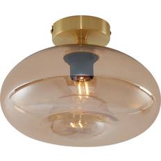 QAZQA Art Deco Loftslampe Messing Med Ravglas Loftplafond