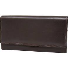 Womens Soft Leather Clutch Purse Envelope Style Wallet - Brown