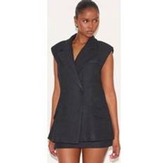 Tweed väst PrettyLittleThing Tweed Double Breasted Waistcoat - Black