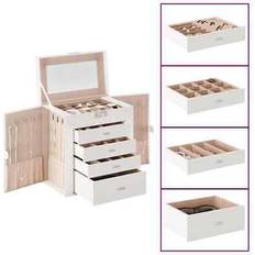 Organizadores de joyas vidaXL Joyero De 5 Niveles Con Espejo Y Cerradura - Blanco