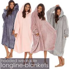 Pink Capes & Ponchos Metzuyan Womens Ladies Giant Longline Hooded Wearable Blanket - Charcoal