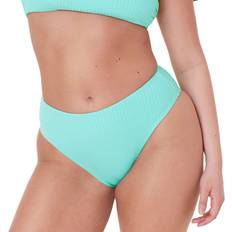 Andie 90s High Waist Bikini Bottom - Wide Rib - Opal