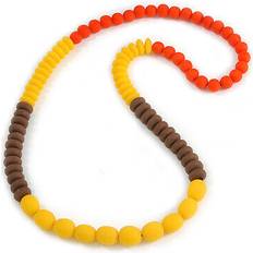 Yellow Necklaces Avalaya Long Chunky Resin Bead Necklace - Yellow/Brown/Orange