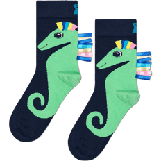 Happy Socks Kids Seahorse Crew Sock - Navy/Yellow/Pink