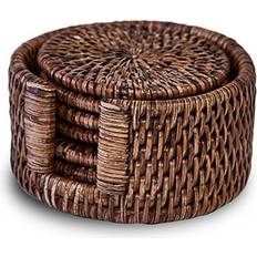 Antique Glasbrikker Rattan 6-pak