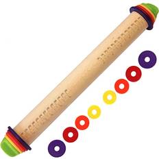 Rolling Pins Wejoy Adjustable Wood With Scale and Rings Rolling Pin
