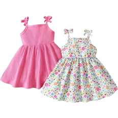 Shein pcs Baby Girls Casual Solid Color Ditsy Floral Strap Dress Perfect For Summer