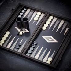 Manopoulos Pearly Grey Vavona Inlaid Backgammon Set Medium