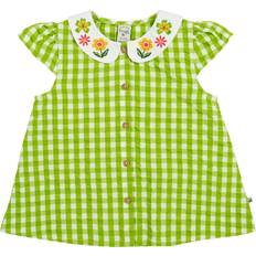 Green Blouses & Tunics Children's Clothing Frugi Kids' Alda Organic Cotton Gingham Embroidered Collar Blouse - Green