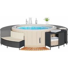 vidaXL Udendørs Spa Spakant Polyrattan Massivt Akacietræ Sort