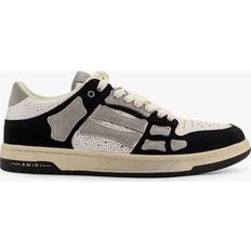 Amiri Crystal Skel Top Low Leather Suede Sneakers - White