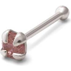 Jewellerybox Sterling Silver 2mm Pink Cz 24ga Nose Stud Ball End