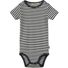 Wheat Kortærmet Body Edvald - Navy Rib Stripe