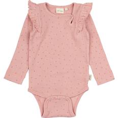 Petit Piao Body L/S Frill Modal Dot - Ljust Rose
