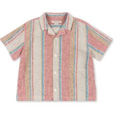 Viskos Skjortor Barnkläder Konges Sløjd Venice SS Shirt Stan Stripe - Beige