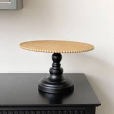 Black Cake Stands Melody Maison Black & Wooden Bobble Edge Display 19cm Cake Stand