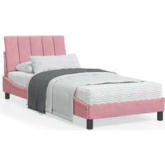 Rosa Ramsängar vidaXL Säng Med Madrass Rosa 90x200 cm Sammet Ramsäng