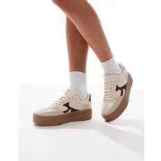 Stradivarius Platform Trainers - Ecru/Burgundy