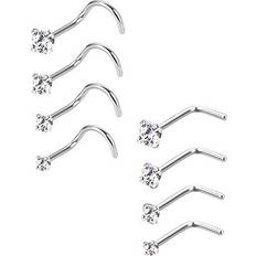 Transparent - Women Piercings Mudder 20 Gauge Curved Nose Rings - Stainless Steel