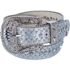 CTM Women's Rhinestone Glitter Bling Belt - Silver
