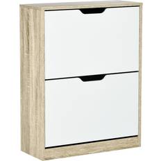 Muebles y Accesorios de Pasillo Homcom Armario Zapatero Madera con 2 Puertas Abatibles 62.5 x 26 x 81 cm Organizador de zapatos
