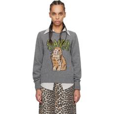 Ganni Sweatere Ganni Graphic Bunny Crewneck Wool-Blend Knit Jumper - Grey