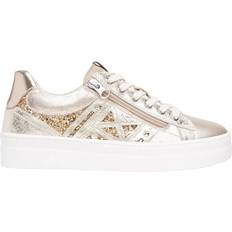 Genova Metallic Leather Lazer Cut Trainers - Gold
