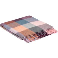Textiles Alpaca and Lambswool Rose Dust Check Throw Blankets Orange, Blue, Purple