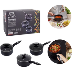 Zyliss Ultimate Black Nonstick Forged Aluminium Saucepan with Lid 3 pcs Cookware Set