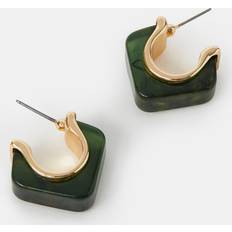 Accessorize Green Resin Square Hoop Earrings -
