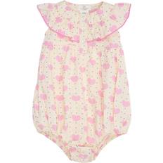 Pink Playsuits Børnetøj Copenhagen Colors Heart Aop Romper Med Flæse - Lyserød