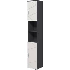 kleankin Badezimmerschrank 30 x 30 x 183 cm Dunkelgrau