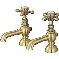 Pillar Basin Taps Hot Cold Camberley Brass Solid Brass BT3206