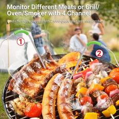 Black Meat Thermometers Tomtop Jms WT308 Four-Channel Smart Food with Low Black Meat Thermometer