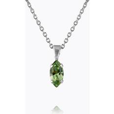 Caroline Svedbom Grön Halsband Caroline Svedbom Petite Navette Necklace Peridot - Gold Rhodium