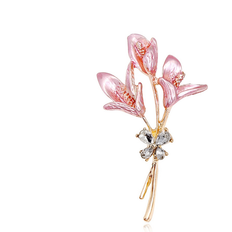 Pink Brooches Exogio Enamel Lily Flower Women Brooches - Pink