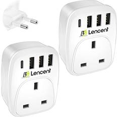 Lencent 2 Pcs UK To EU Euro Europe Plug Adapter